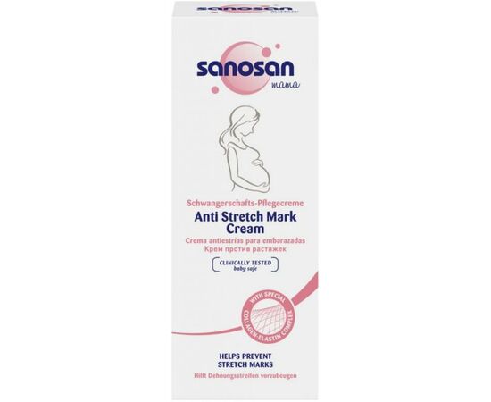 Косметика для мам Sanosan Mama крем от растяжек для беременных, 200 мл (4003583207190), изображение 2 Косметика для мам Sanosan Mama крем от растяжек для беременных, 200 мл (4003583207190), изображение 2