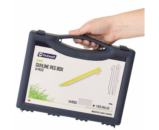 Комплект кілочків Outwell Guyline Peg Box 22 см 14 шт Luminous Green (928776), зображення 2 Комплект кілочків Outwell Guyline Peg Box 22 см 14 шт Luminous Green (928776), зображення 2