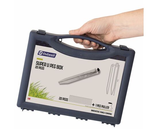 Комплект колышков Outwell Super U Peg Box 24 см 20 шт Silver (928777), изображение 2 Комплект колышков Outwell Super U Peg Box 24 см 20 шт Silver (928777), изображение 2