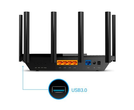 Маршрутизатор TP-Link ARCHER AX73 AX5400 4xGE LAN 1xGE WAN USB 3.0 MU-MIMO OFDMA (ARCHER-AX73), зображення 2 Маршрутизатор TP-Link ARCHER AX73 AX5400 4xGE LAN 1xGE WAN USB 3.0 MU-MIMO OFDMA (ARCHER-AX73), зображення 2