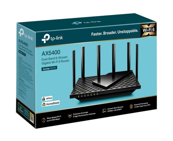 Маршрутизатор TP-Link ARCHER AX73 AX5400 4xGE LAN 1xGE WAN USB 3.0 MU-MIMO OFDMA (ARCHER-AX73), зображення 6 Маршрутизатор TP-Link ARCHER AX73 AX5400 4xGE LAN 1xGE WAN USB 3.0 MU-MIMO OFDMA (ARCHER-AX73), зображення 6