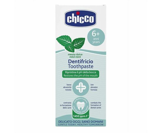 Детская зубная паста Chicco Нежная мята с фтором 50 мл (10607.00), изображение 2 Детская зубная паста Chicco Нежная мята с фтором 50 мл (10607.00), изображение 2