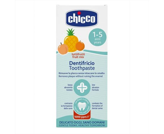 Детская зубная паста Chicco Тутти-Фрутти с фтором 50 мл (10608.00), изображение 2 Детская зубная паста Chicco Тутти-Фрутти с фтором 50 мл (10608.00), изображение 2