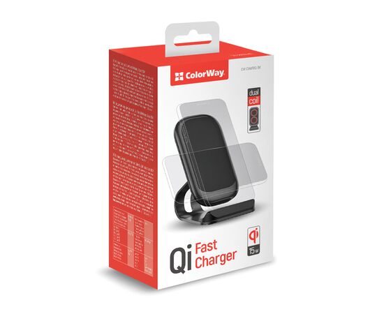 Зарядное устройство ColorWay Wireless Stand 15W Black (CW-CHW31Q-BK), изображение 2 Зарядное устройство ColorWay Wireless Stand 15W Black (CW-CHW31Q-BK), изображение 2