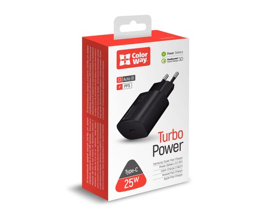 Зарядное устройство ColorWay Power Delivery Port PPS USB Type-C (25W) black (CW-CHS033PD-BK), изображение 4 Зарядное устройство ColorWay Power Delivery Port PPS USB Type-C (25W) black (CW-CHS033PD-BK), изображение 4