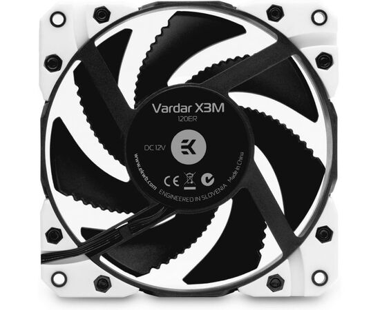 Кулер для корпуса Ekwb EK-Vardar X3M 120ER (500-2200 rpm) - White (3830046996916), изображение 2