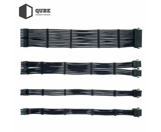 Кабель Qube для блока питания QUBE 1*24P MB, 2*4+4P CPU,2*6+2P VGA Bla (QBWSET24P2x8P2x8PBB), изображение 2