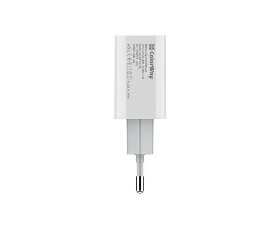 Зарядное устройство ColorWay Power Delivery Port USB Type-C (20W) V2 white (CW-CHS026PD-WT), изображение 3 Зарядное устройство ColorWay Power Delivery Port USB Type-C (20W) V2 white (CW-CHS026PD-WT), изображение 3