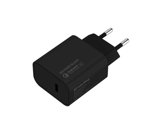 Зарядний пристрій ColorWay Power Delivery Port USB Type-C (20W) V2 black (CW-CHS026PD-BK)