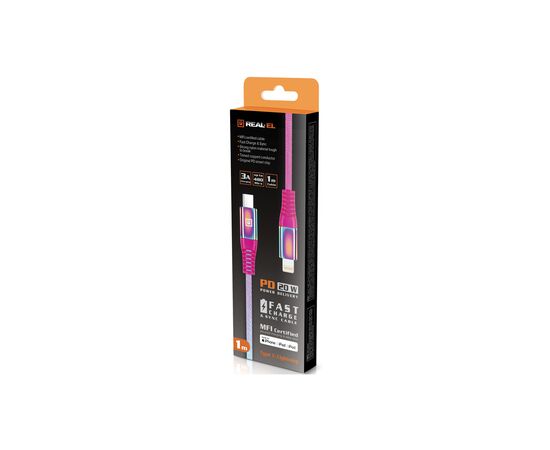 Дата кабель USB Type-C to Lightning 1.0m MFI Rainbow REAL-EL (EL123500054), изображение 7 Дата кабель USB Type-C to Lightning 1.0m MFI Rainbow REAL-EL (EL123500054), изображение 7