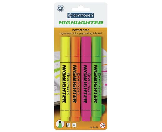 Маркер Centropen Fax 8852 1-4,6 мм, chisel tip, SET 4colors (BLister) (8852/4/BL)