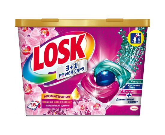 Капсули для прання Losk Тріо-капсули Ефірні олії та малайзійська квітка 18 шт. (9000101426045)