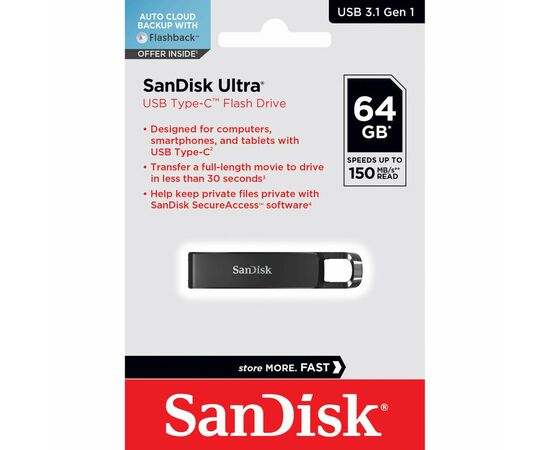 USB флеш накопитель SanDisk 64GB Ultra Type-C (SDCZ460-064G-G46), изображение 7 USB флеш накопитель SanDisk 64GB Ultra Type-C (SDCZ460-064G-G46), изображение 7