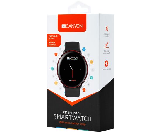 Смарт-годинник Canyon CNS-SW75BR black-red body with extra black leather belt (CNS-SW75BR), зображення 4 Смарт-годинник Canyon CNS-SW75BR black-red body with extra black leather belt (CNS-SW75BR), зображення 4