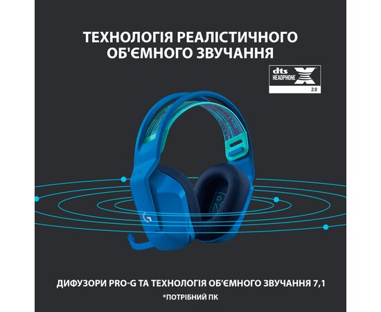 Наушники Logitech G733 Lightspeed Wireless RGB Gaming Headset Blue (981-000943), изображение 10 Наушники Logitech G733 Lightspeed Wireless RGB Gaming Headset Blue (981-000943), изображение 10