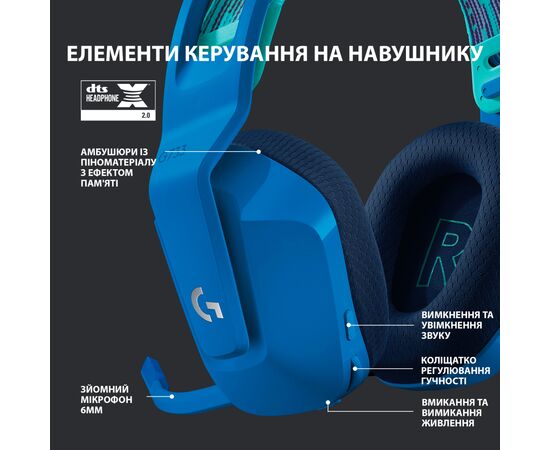 Наушники Logitech G733 Lightspeed Wireless RGB Gaming Headset Blue (981-000943), изображение 5 Наушники Logitech G733 Lightspeed Wireless RGB Gaming Headset Blue (981-000943), изображение 5