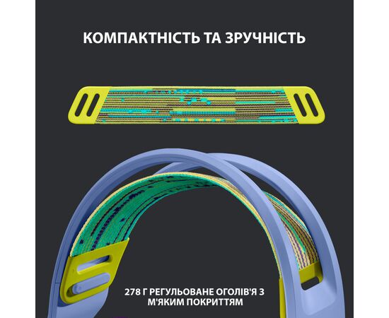 Наушники Logitech G733 Lightspeed Wireless RGB Gaming Headset Lilac (981-000890), изображение 2 Наушники Logitech G733 Lightspeed Wireless RGB Gaming Headset Lilac (981-000890), изображение 2
