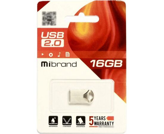USB флеш накопитель Mibrand 16GB Hawk Silver USB 2.0 (MI2.0/HA16M1S), изображение 2 USB флеш накопитель Mibrand 16GB Hawk Silver USB 2.0 (MI2.0/HA16M1S), изображение 2