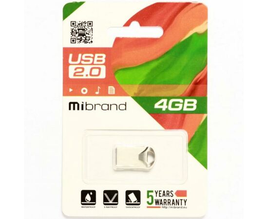 USB флеш накопитель Mibrand 4GB Hawk Silver USB 2.0 (MI2.0/HA4M1S), изображение 2 USB флеш накопитель Mibrand 4GB Hawk Silver USB 2.0 (MI2.0/HA4M1S), изображение 2