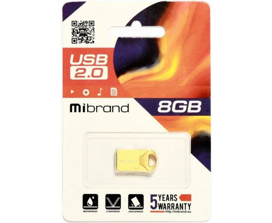 USB флеш накопитель Mibrand 8GB Hawk Gold USB 2.0 (MI2.0/HA8M1G), изображение 2 USB флеш накопитель Mibrand 8GB Hawk Gold USB 2.0 (MI2.0/HA8M1G), изображение 2