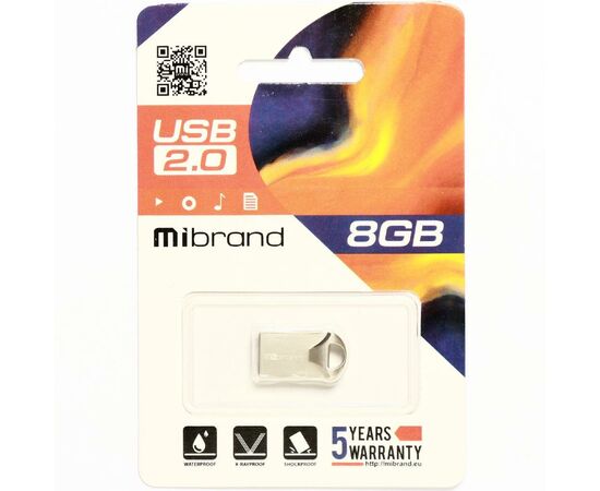 USB флеш накопитель Mibrand 8GB Hawk Silver USB 2.0 (MI2.0/HA8M1S), изображение 2 USB флеш накопитель Mibrand 8GB Hawk Silver USB 2.0 (MI2.0/HA8M1S), изображение 2