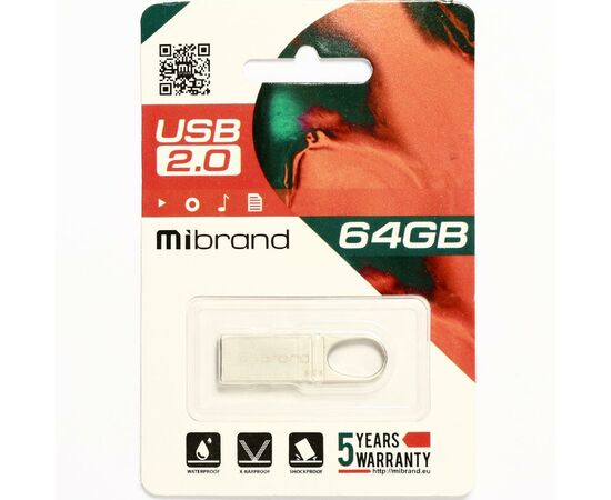 USB флеш накопитель Mibrand 64GB Irbis Silver USB 2.0 (MI2.0/IR64U3S), изображение 2 USB флеш накопитель Mibrand 64GB Irbis Silver USB 2.0 (MI2.0/IR64U3S), изображение 2