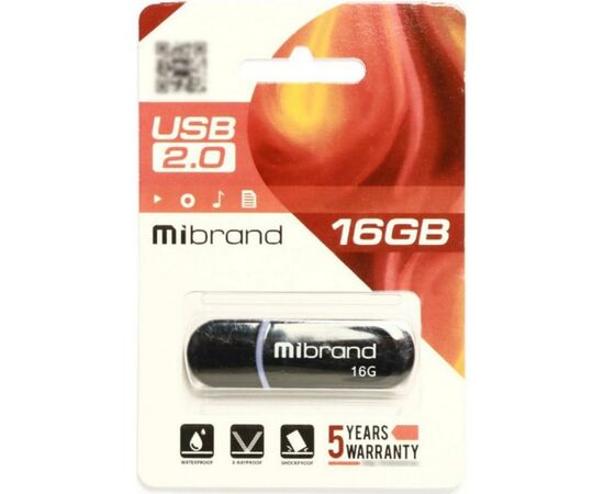 USB флеш накопитель Mibrand 16GB Panther Black USB 2.0 (MI2.0/PA16P2B), изображение 2 USB флеш накопитель Mibrand 16GB Panther Black USB 2.0 (MI2.0/PA16P2B), изображение 2
