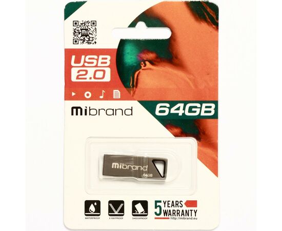 USB флеш накопичувач Mibrand 64GB Stingray Grey USB 2.0 (MI2.0/ST64U5G), зображення 2 USB флеш накопичувач Mibrand 64GB Stingray Grey USB 2.0 (MI2.0/ST64U5G), зображення 2