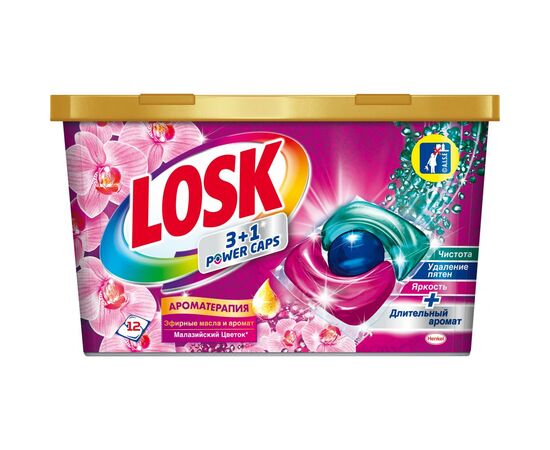 Капсули для прання Losk Тріо-капсули Ефірні олії та малайзійська квітка 12 шт. (9000101502756)