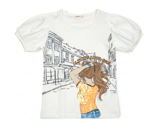 Футболка детская Breeze с девочкой (15770-134G-cream)