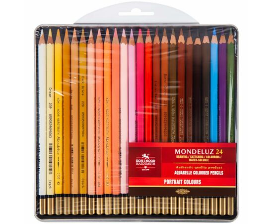 Карандаши цветные Koh-i-Noor Mondeluz Portrait акварел. метал. пенал 24 цветов (3724024012), изображение 4 Карандаши цветные Koh-i-Noor Mondeluz Portrait акварел. метал. пенал 24 цветов (3724024012), изображение 4