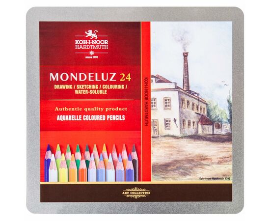 Карандаши цветные Koh-i-Noor Mondeluz Landscape акварел. метал. пенал 24 цветов (3724024013), изображение 2 Карандаши цветные Koh-i-Noor Mondeluz Landscape акварел. метал. пенал 24 цветов (3724024013), изображение 2