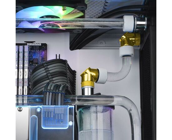 Фитинг для СВО ThermalTake Pacific G1/4 90 Degree Adapter - Gold/DIY LCS/Fitting (CL-W268-CU00GD-A), изображение 5 Фитинг для СВО ThermalTake Pacific G1/4 90 Degree Adapter - Gold/DIY LCS/Fitting (CL-W268-CU00GD-A), изображение 5