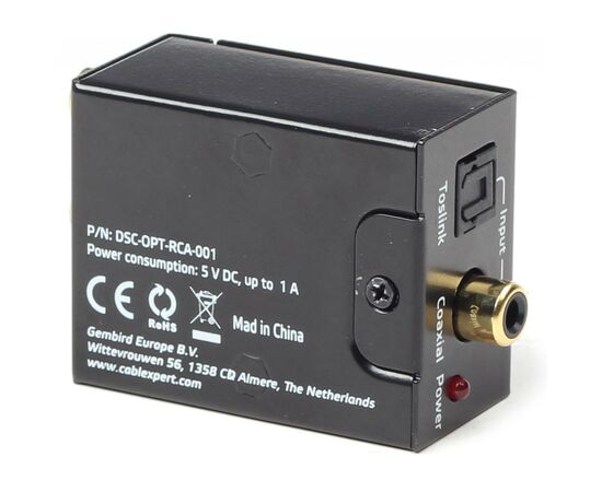 Конвертор Cablexpert Digital to analog audio (DSC-OPT-RCA-001), изображение 5 Конвертор Cablexpert Digital to analog audio (DSC-OPT-RCA-001), изображение 5