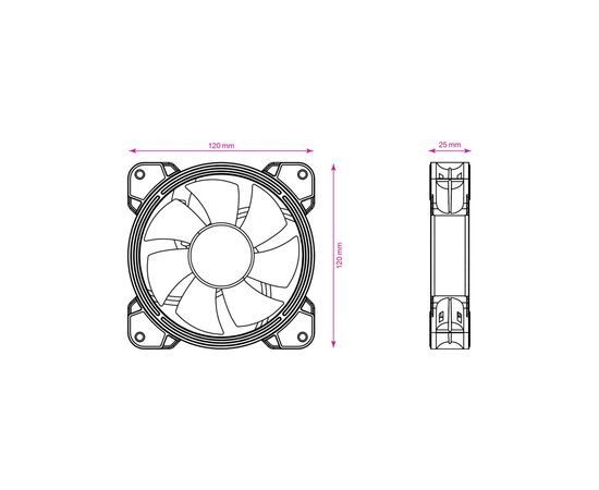 Кулер для корпуса 2E GAMING AIR COOL (ACF120B-RGB) (2E-ACF120B-RGB), изображение 7 Кулер для корпуса 2E GAMING AIR COOL (ACF120B-RGB) (2E-ACF120B-RGB), изображение 7