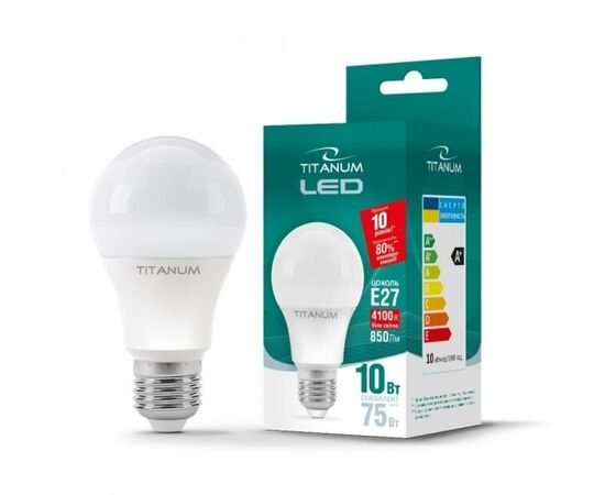 Лампочка TITANUM A60 10W E27 4100K 220V (TLA6010274), изображение 2 Лампочка TITANUM A60 10W E27 4100K 220V (TLA6010274), изображение 2
