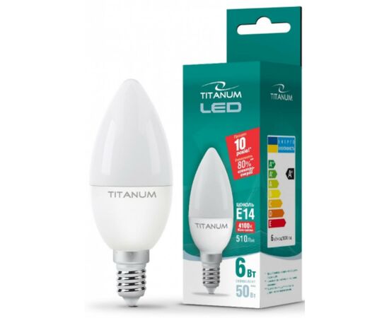Лампочка TITANUM C37 6W E14 4100K 220V (TLС3706144), изображение 2 Лампочка TITANUM C37 6W E14 4100K 220V (TLС3706144), изображение 2