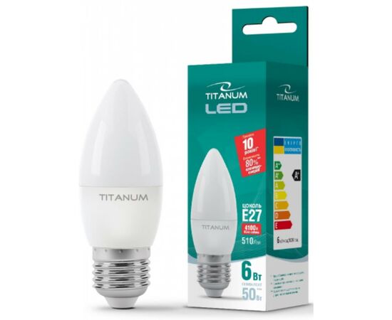 Лампочка TITANUM C37 6W E27 4100K 220V (TLС3706274), изображение 2 Лампочка TITANUM C37 6W E27 4100K 220V (TLС3706274), изображение 2