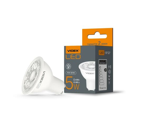 Лампочка Videx MR16eL 5W GU10 4100K 220V (VL-MR16eL-05104), изображение 2 Лампочка Videx MR16eL 5W GU10 4100K 220V (VL-MR16eL-05104), изображение 2
