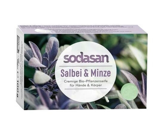 Твердое мыло Sodasan органическое антисептическое Шалфей-Мята 100 г (4019886190169)