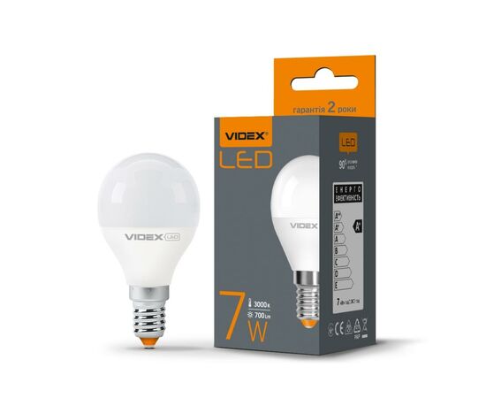 Лампочка Videx LED G45e 7W E14 3000K 220V (VL-G45e-07143), изображение 2 Лампочка Videx LED G45e 7W E14 3000K 220V (VL-G45e-07143), изображение 2