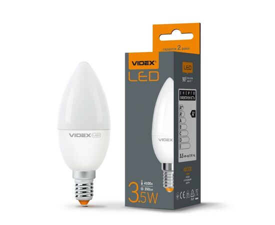Лампочка Videx LED C37e 3.5W E14 4100K 220V (VL-C37e-35144), изображение 2 Лампочка Videx LED C37e 3.5W E14 4100K 220V (VL-C37e-35144), изображение 2