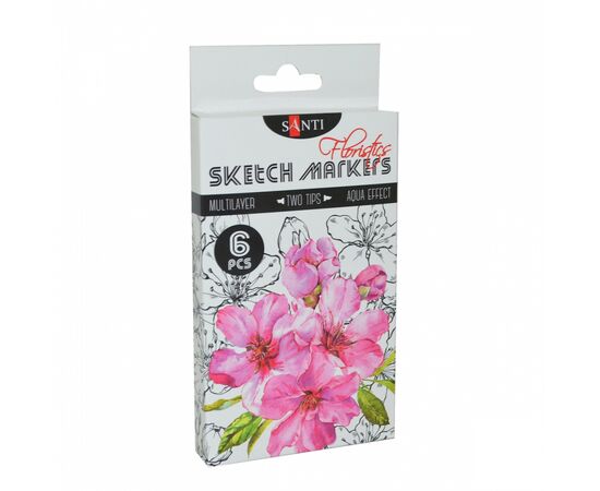 Художній маркер Santi набір двосторонніх sketch Floristics 6 шт (390569)