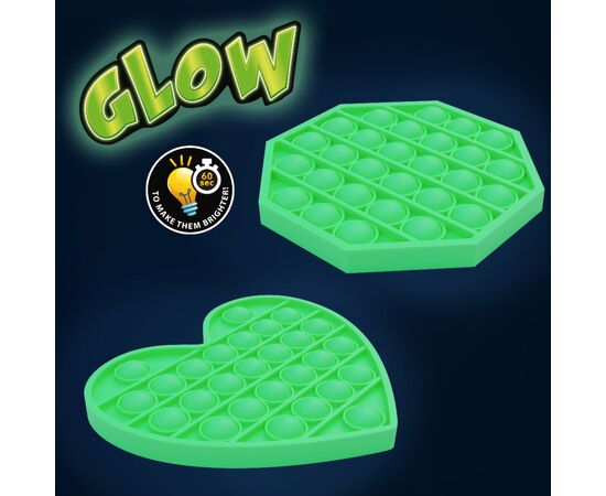 Антистресс Sibelly антистресс Pop It Heart Glow in Dark (SB-PPIT-HRT-GD), изображение 4 Антистресс Sibelly антистресс Pop It Heart Glow in Dark (SB-PPIT-HRT-GD), изображение 4