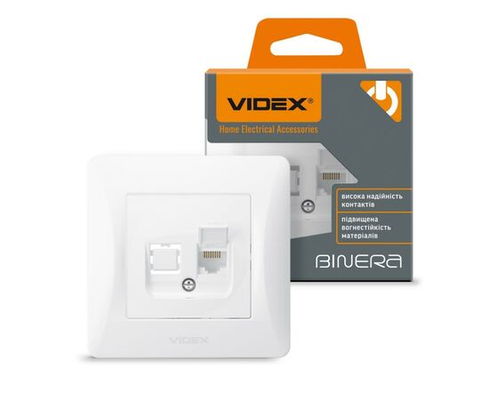Компьютерная розетка Videx BINERA CAT6 (VF-BNSK1PC6-W), изображение 4 Компьютерная розетка Videx BINERA CAT6 (VF-BNSK1PC6-W), изображение 4