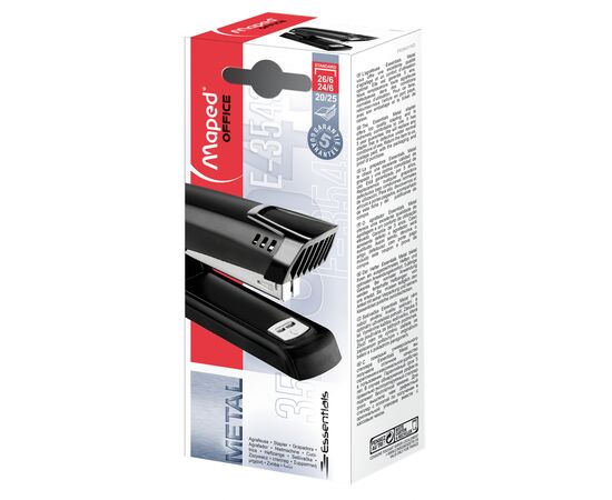 Степлер Maped ESSENTIALS METAL, металлический, 25л., (скобы 24/6, 26/6), ч (MP.354311), изображение 3 Степлер Maped ESSENTIALS METAL, металлический, 25л., (скобы 24/6, 26/6), ч (MP.354311), изображение 3
