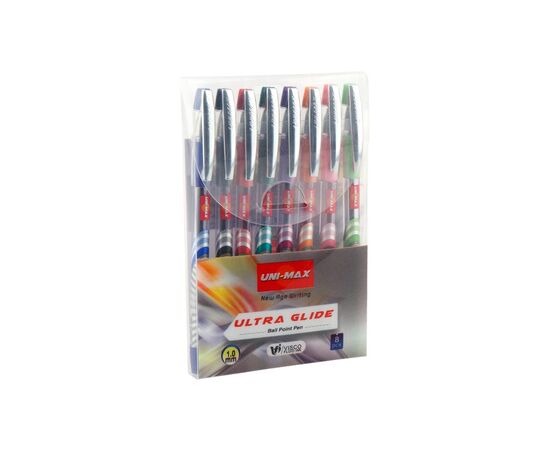 Ручка шариковая Unimax набор Ultraglide Ассорти 8 цветов чернил 1 мм, 8 цветов корп (UX-116-20), изображение 4 Ручка шариковая Unimax набор Ultraglide Ассорти 8 цветов чернил 1 мм, 8 цветов корп (UX-116-20), изображение 4