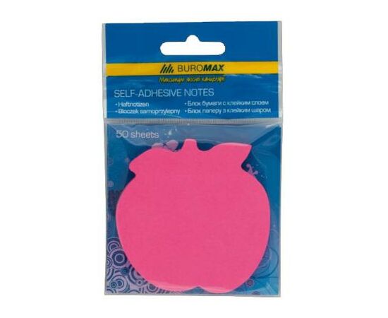 Бумага для заметок Buromax with adhesive layer "Apple", 50 sheets, NEON colors mix (BM.2360-99), изображение 2 Бумага для заметок Buromax with adhesive layer "Apple", 50 sheets, NEON colors mix (BM.2360-99), изображение 2