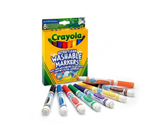 Фломастеры Crayola Набор Ultra-Clean Washable широкая линия 8 шт (256348.012), изображение 2 Фломастеры Crayola Набор Ultra-Clean Washable широкая линия 8 шт (256348.012), изображение 2