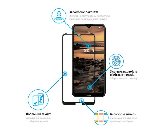 Стекло защитное Global Full Glue Nokia 1.4 (1283126511806), изображение 3 Стекло защитное Global Full Glue Nokia 1.4 (1283126511806), изображение 3